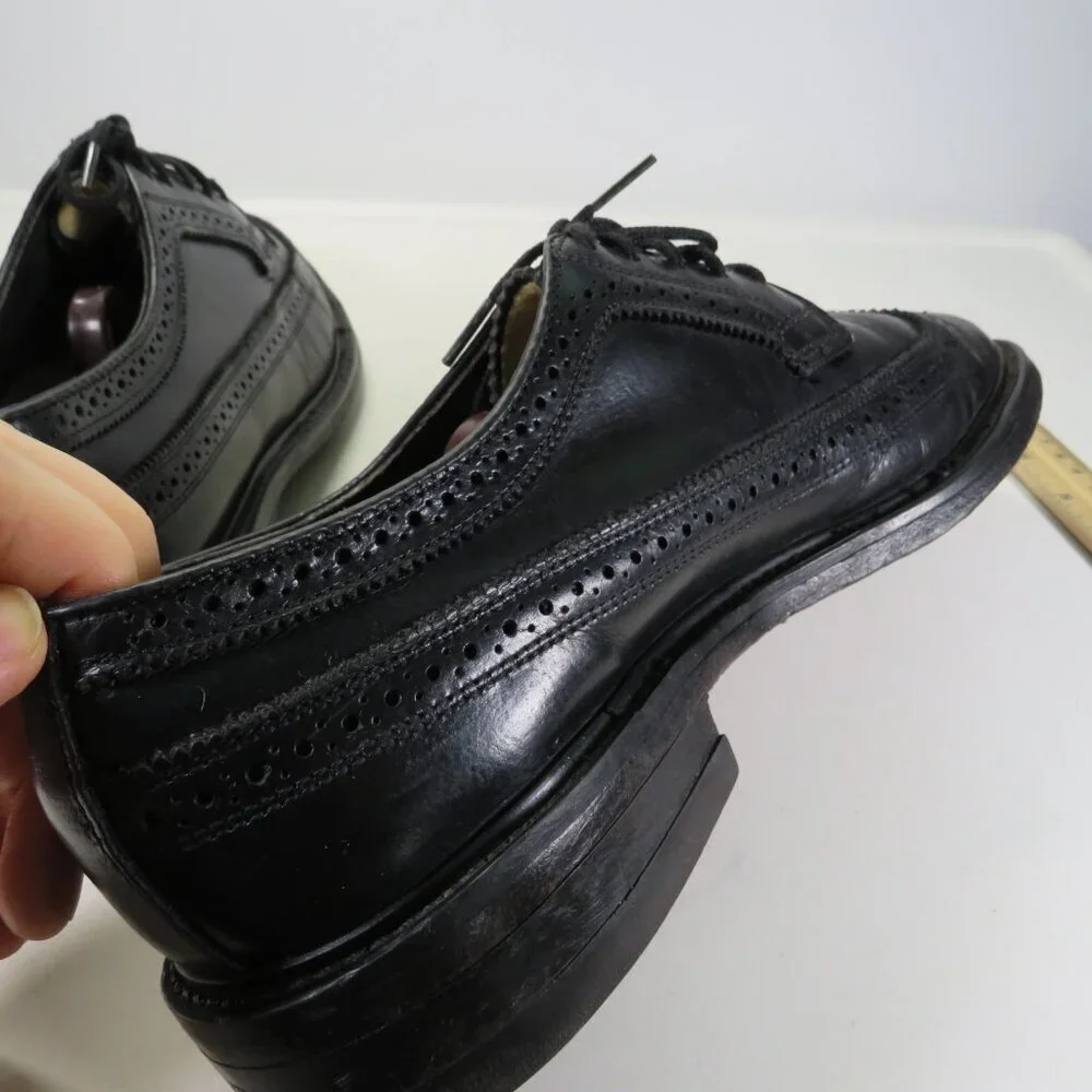 Vintage Men's Leather Dress Shoes Brown Wingtip Oxford Lace up 7 1/2 D